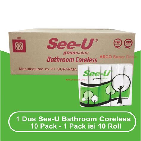 Jual Dus Tissue See U Bathroom Emboss Coreless Green Value Tisu