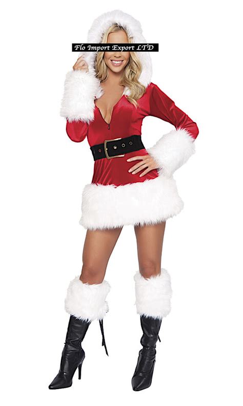 Vestito Donna Costume Babbo Natale Cosplay Hostess Christmas Dresses