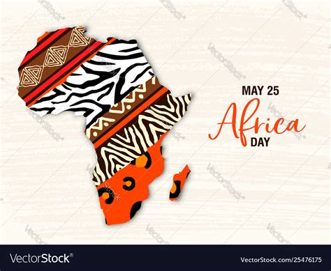 May 25 africa day card animal print map Royalty Free Vector