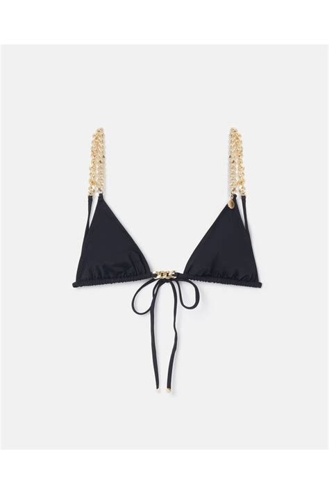 Stella Mccartney Falabella Triangle Bikini Top Black Editorialist