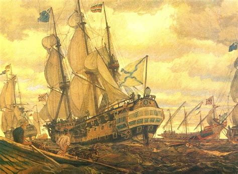 Painting Of Naval Fleet Of Tsar Peter I The Great Alexseyevich Romanov