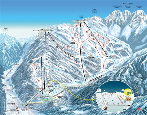 Pistekaart Fulpmes Wintersport Dorp Met Km Piste In Oostenrijk