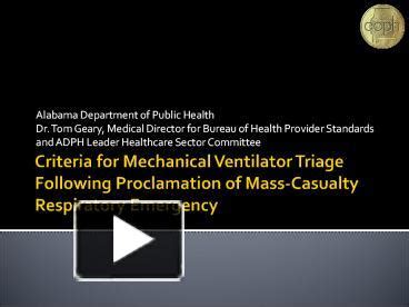 Ppt Criteria For Mechanical Ventilator Triage Following Proclamation