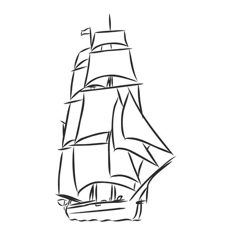 sailing ship vector sketch 17050471 Vector Art at Vecteezy