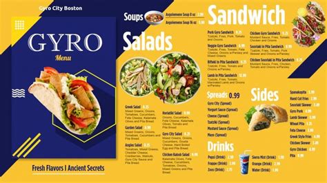 Gyro Menu Template Menu Board Restaurant Menu Board Design Menu Template