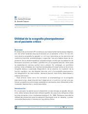 Raa Utilidad De La Ecografia Pleuropulmonar Del Paciente Critico