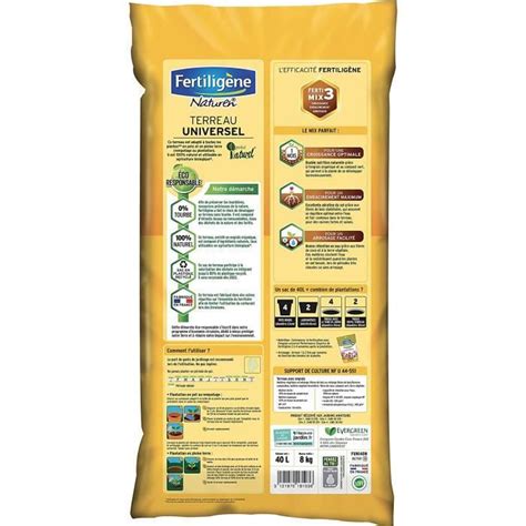 Fertiligene Terreau Universel Eco Responsable 40 L124 Cdiscount Jardin