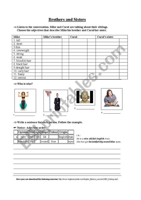 Brothers And Sisters Esl Worksheet By Mfátima