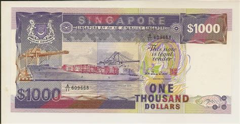 Singapore 1000 Dollars Banknote Ship Series World Banknotes Coins