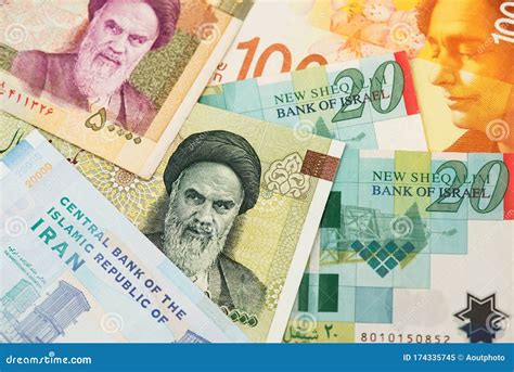 Israel Shekel and Iran Rial Money. Stock Image - Image of finance ...