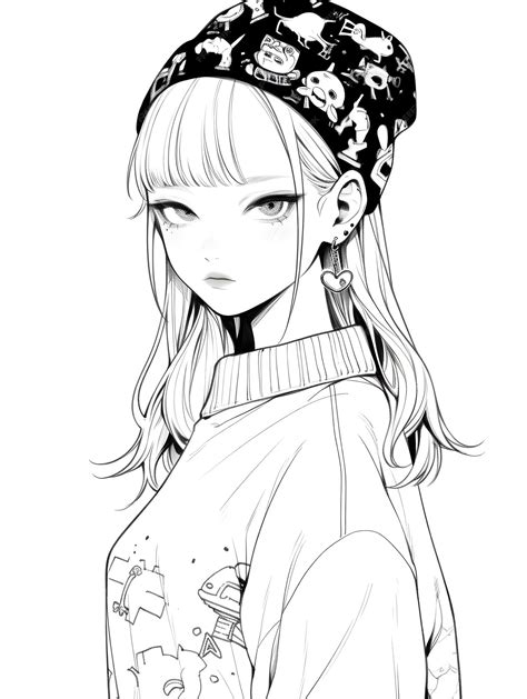 Premium Photo Cute Girl Black And White Lineart Line Art Coloring Book Anime Manga Style