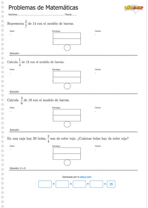 Fracciones Cantidad Modelo De Barras Descargar Fichas Olesur