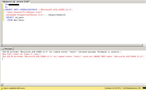 Export To Excel Ole Db Provider Microsoft Ace Oledb 12 0 For Linked Server Null Returned