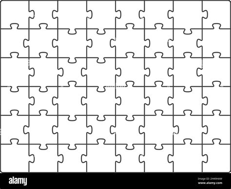 Puzzle Pieces Square Jigsaw Pattern Template White Game Square Grid