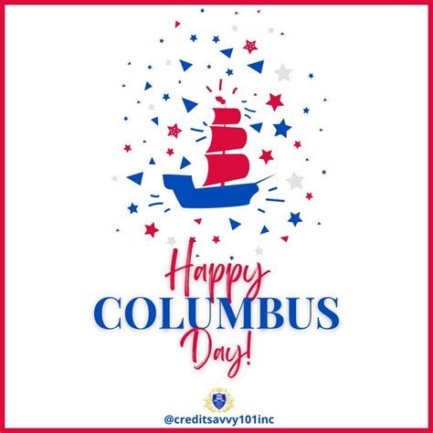 A Happy Columbus Day Card With A Ship In The Middle And Stars All Around It