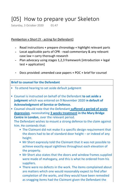 05 Advocacy Submissions How To Prepare Your Skeleton Pemberton V