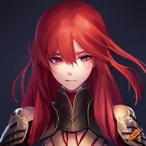 Anime Style Portrait Of A Red Haired Girl In Armor