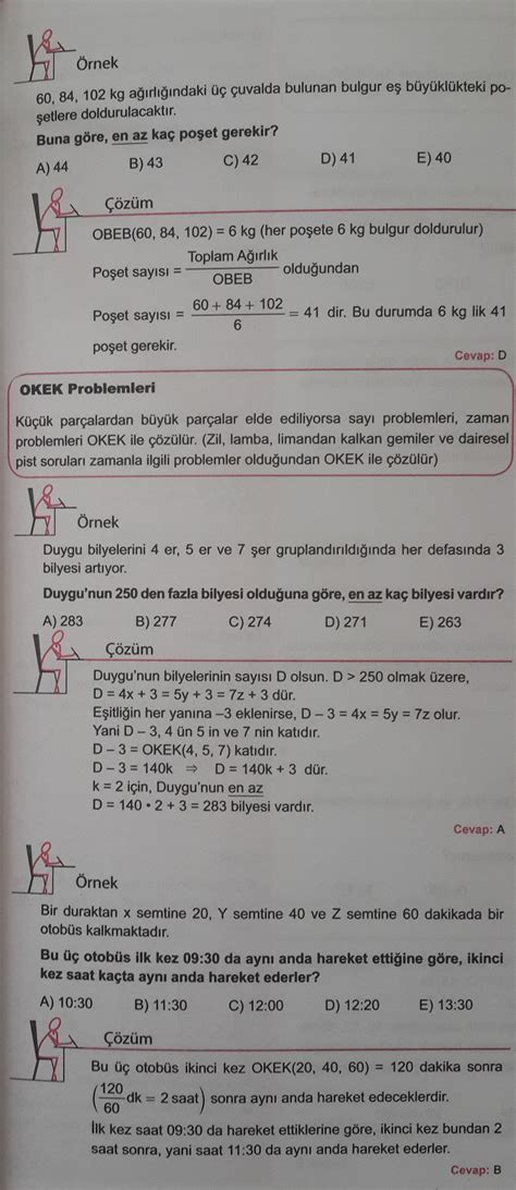 Ebob ve Ekok Kuralları ve Çözümlü Test Soruları Çalışması 8 Sınıf Teog