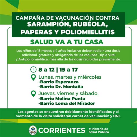 Salud Pública comunica cronograma de las vacunas contra el Sarampión