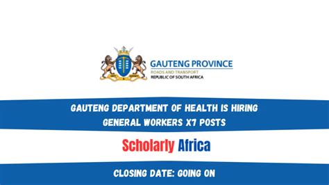 Gauteng Department Of Health Is Hiring General Workers X7 Posts