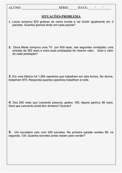 Situações Problema De Multiplicação 2 Ano