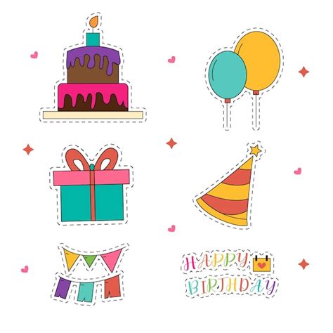 Premium Vector Birthday Sticker Set Collection