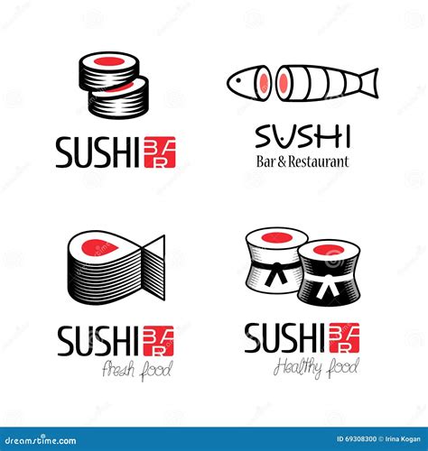 Sushi Vector Logos Set Stock Vector Illustration Of Delicacy