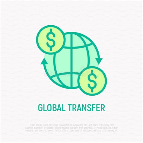 L Nea Fina Icono De La Transferencia Global Dinero Que Mueve Alrededor