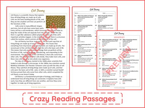 Cell Theory Reading Comprehension Passage And Questions Pdf