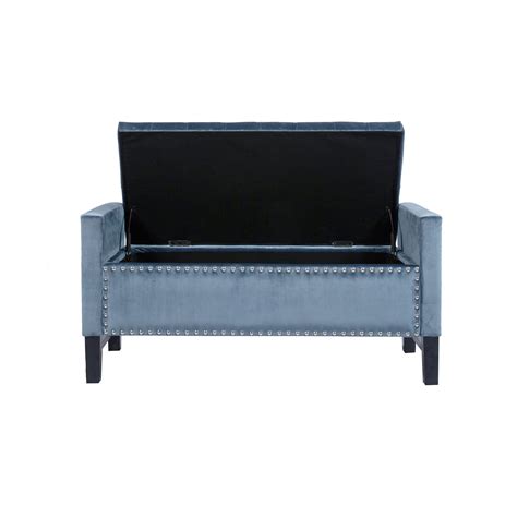 Harvey Traditional Velvet Tufted Storage Bench Sanfurniture Ae