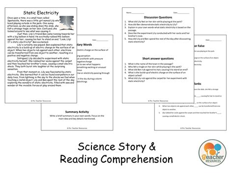 Static Electricity Reading Science Story Comprehension Questions