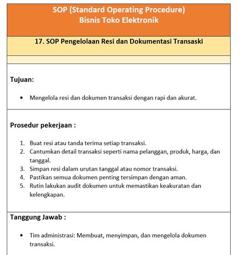 Paket Sop Toko Elektronik Komputer Hp Gadget Flowchart Word