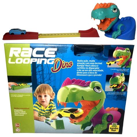 Conjunto Brinquedo Pista Rampa Race Looping Dino Dinossauro Acompanha