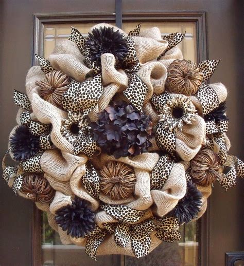 XXL Burlap Door Wreath Fall Wreaths Burlap Fall Leopard