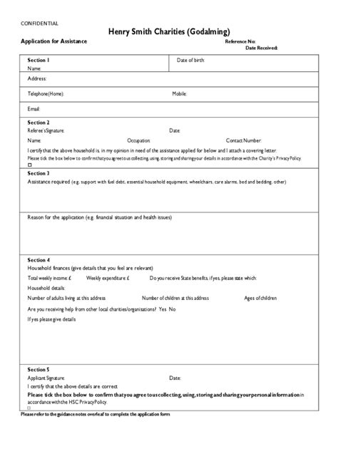 Fillable Online Henry Smith Charity Application Form Fax Email