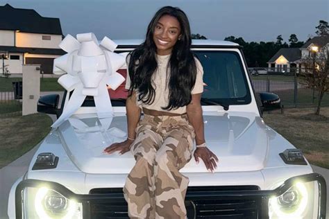 Simone Biles Poses on the Hood of Sparkling New White G-Wagon: 'In with ...