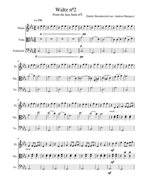 Waltz Nº2 By Shostakovich Sheet Music For Flute Cello Viola Mixed Trio