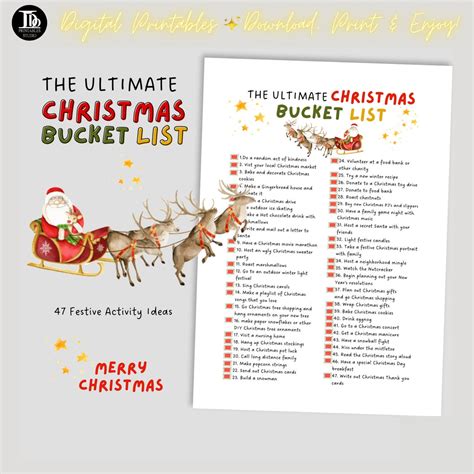 Ultimate Christmas Bucket List Christmas Activity Countdown Advent