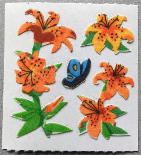 Sandylion Fuzzy Tiger Lilly Lily Flower Retro Rare Vintage Retired Fm411 Fuzzy Stickers