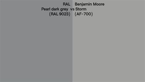 RAL Pearl Dark Grey RAL 9023 Vs Benjamin Moore Storm AF 700 Side By