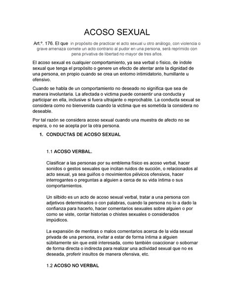 Acoso Sexual 2 Documento Relacionado Con Derecho Acoso Sexual Art