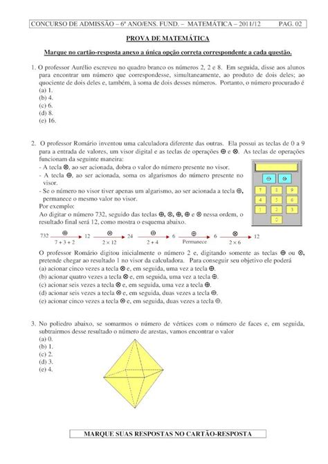 Pdf Prova De Matematica Cmf Eb Mil Br Concurso De Admiss O