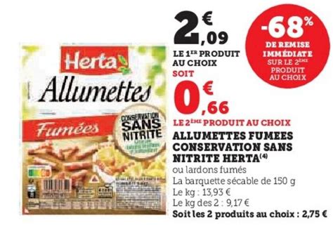 Promo Allumettes Fumees Conservation Sans Nitrite Herta Chez Super U