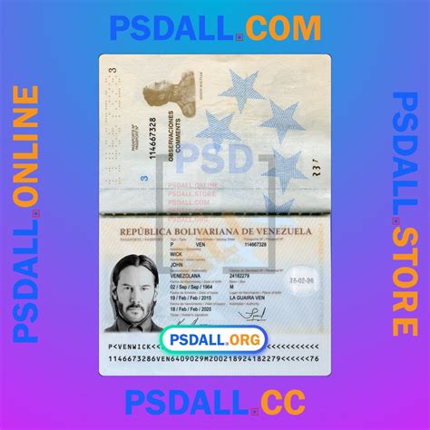 Venezuela Passport PSD Template V2 - psdall.org