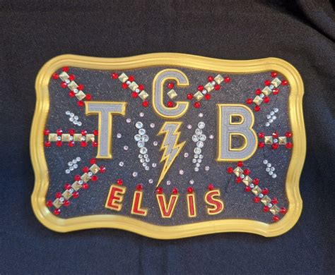 Elvis Film Tcb Logo Belt Buckle Shield With Rhinestones Etsy