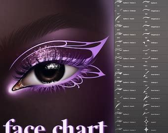 Face Chart 35 Piece Gloss Glow Stamp Brush Pack Photoshop Procreate