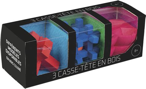 COFFRET 3 CASSE TÊTES EN BOIS COLORÉS DEFIPARADES Le magasin