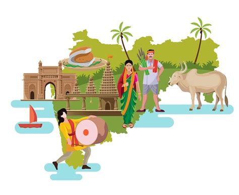 Premium Vector Maharashtra Culture With Map Vector