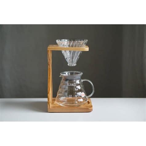 Hario V60 Olive Wood Stand Set E Coffeeware