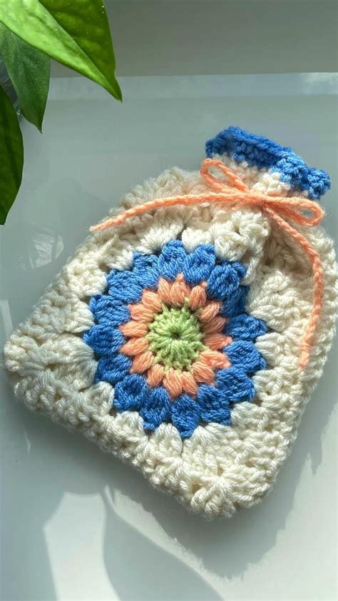 Crochet Granny Square Drawstring Bag Pouch Artofit